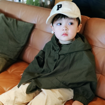 Yan Taiwan Han Edition Childrens Hat Dress Boys Costume Spring and Autumn Thin Mode Loose Girl Baby Top Green