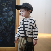 Yantai Kids dress Han Edition Childrens Strip T-shirt for children in spring and autumn boys and girls baby pure cotton blouse