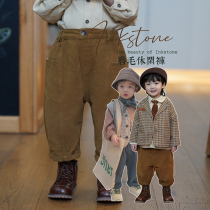 Yan Tai home retro - strained skewed design for Korean childrens dress trousers in spring and autumn tide