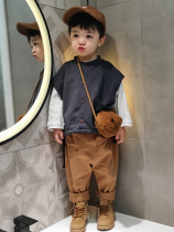 Yan Taiwan Han Edition Childrens Spring and Autumn Fashion Set Boy and Girl Scarlets Three Pieces of Horse Childrens Net Red handsome and Fashion