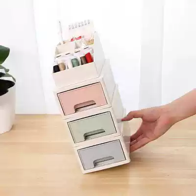 Narrow slit desktop stationery drawer type pen case Japanese can be superimposed plastic storage cabinet sundries cosmetics storage box