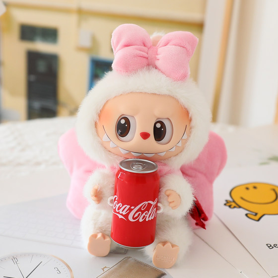 可口可乐labubu娃衣搪胶盲盒挂件蝴蝶结套装拉布布一二三代衣服