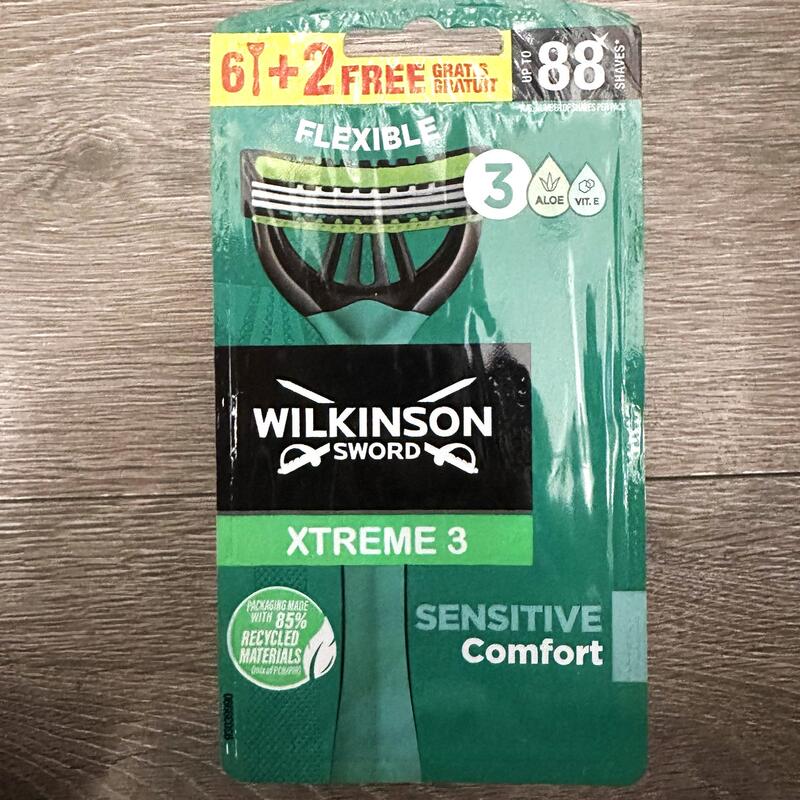 German Wilkinson Sword Wilkinson Xtreme3 11 Disposable Hypoallergenic Manual Razors, Pack of 8 German Wilkinson Sword Wilkinson Xtreme3 11 Disposable Hypoallergenic Manual Razors, Pack of 8