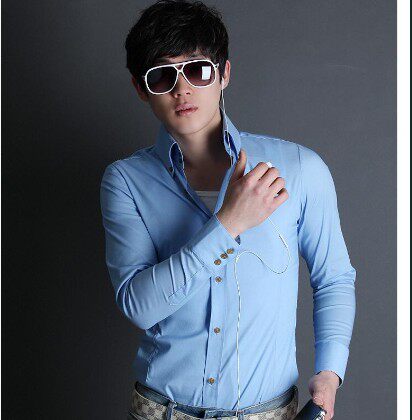 Korean Business Men's 2021 spring classic shirt Korean slim men's long sleeve shirt shirt spot