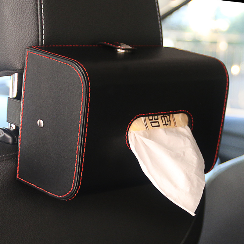 Car fashion leather tissue box armrest box chair back car drawing box simple home living room leather storage box