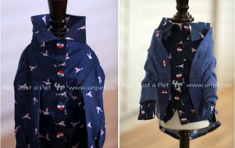 Breguet Pet Quần áo Teddy Schnauzer Wild Nhật Bản dài tay Bird Cotton Royal Blue Áo - Quần áo & phụ kiện thú cưng