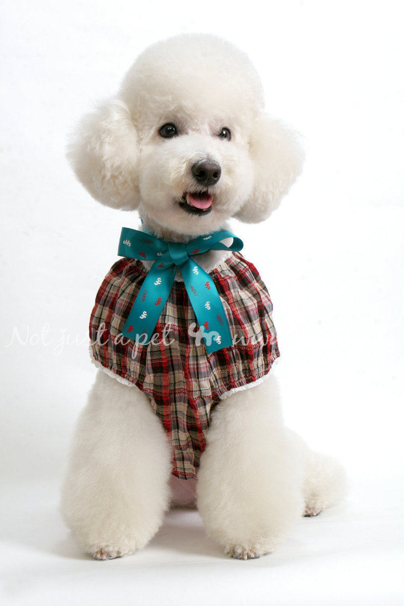 Treasure Dependents Unpet Pet Dog Clothes Teddy Bibi Bear Dress Red Brown Plaid Bubble Cuff Princess Doll Coat-Taobao