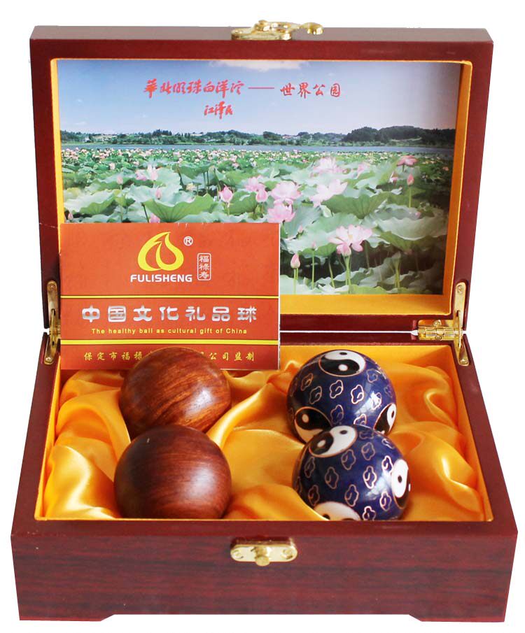 High-end rosewood handball to send teacher fitness ball health ball bell tone iron ball set to send leading foreign guests thanksgiving