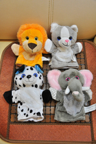 Foreign trade export eyes bright beautiful lion cat elephant children interactive animal hand puppet