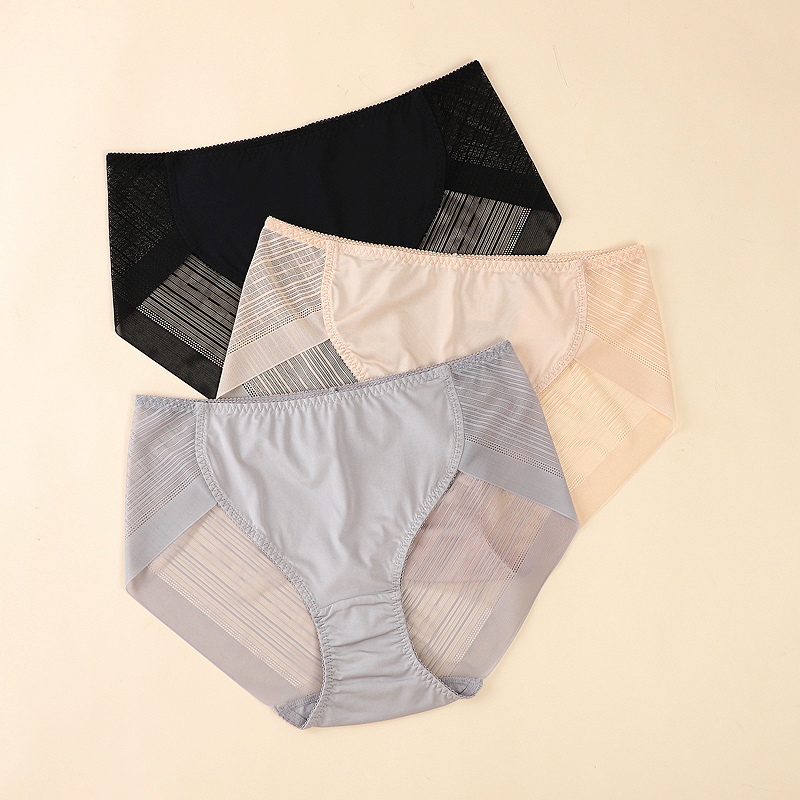 Day single overdraft ultra-thin lace sexy mid-waist underpants female soft ice silk No-mark speed dry minimalist grey black complexion