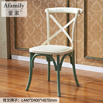 American painted solid wood dining chair Mediterranean computer chair Nordic leisure chair European ash wood art stool