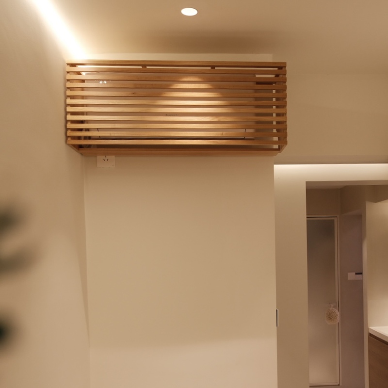 Natural Solid Wood, No Drilling or Installation Required, Minimalist Grille, Handmade Hanging Air Conditioner Cover, Covers Air Conditioner Pipes Natural Solid Wood, No Drilling or Installation Required, Minimalist Grille, Handmade Hanging Air Conditioner Cover, Covers Air Conditioner Pipes