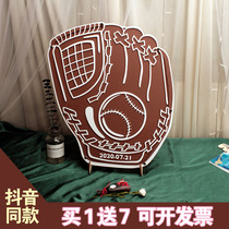 Baseball manual sports opening ceremony commemorating star fan event signed to this party party wood chip signed