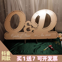 European Creative New EnglishName Marriage Wedding Visa Taiwan Large Wood Signature Book Customized