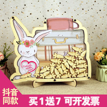 Customized fairy tale rabbit dream wedding creative wedding arrangement fingerprint wood chip signature sign-in board signature frame setting table
