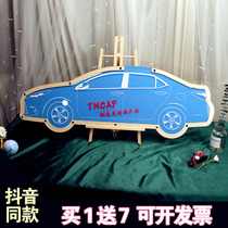 Vehicle large-scale event on-site car sign on-board with guest wishes for wooden tables signing memorial frame board