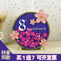 Round flower creative sign-in box custom sign-in board Wood wedding ceremony signature fingerprint tree activity table layout props