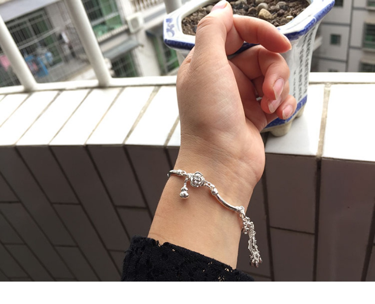 Mu Yi handmade bạc 99 sterling bạc vòng đeo tay vòng chân bướm rung gió handmade dân tộc có thể được tùy chỉnh chiều dài cặp đôi mô hình cửa hàng phụ kiện