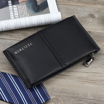 Mens mens wallet leather clip long leather zipper cross mobile phone bag youth hand holding hands carrying damp cow leather handbag