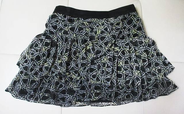 Versatile printed pleated chiffon patchwork cake skirt