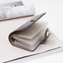 Slow work large capacity tanning head layer cowhide leather card bag can hold 20 cards for men and women