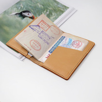 Retro leather handmade multifunctional passport holder nude tanned leather business passport package card package cowhide passport