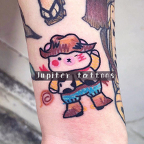 Full 15 yuan cowboy bear cute cartoon tattoo sticker waterproof female lasting simulation ins Ya Feng Han