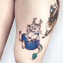 Over 15 yuan Miyazaki Hayao cat tattoo stickers Waterproof female long-lasting simulation tide Japanese cute Chinchilla