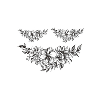 Over 15 yuan black and white pattern body stickers waterproof female long-lasting realistic flower arm tattoo stickers
