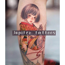 Full 15 yuan Japanese Kimono Girl tattoo sticker waterproof female lasting simulation Korean dark lines Wind