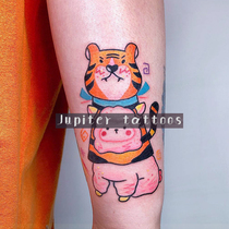 Full 15 yuan little tiger lamb tattoo stickers waterproof female durable Korean simulation hipster cute cartoon