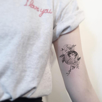 Full 15 yuan ancient wind fan geisha tattoo sticker waterproof female lasting simulation dark system