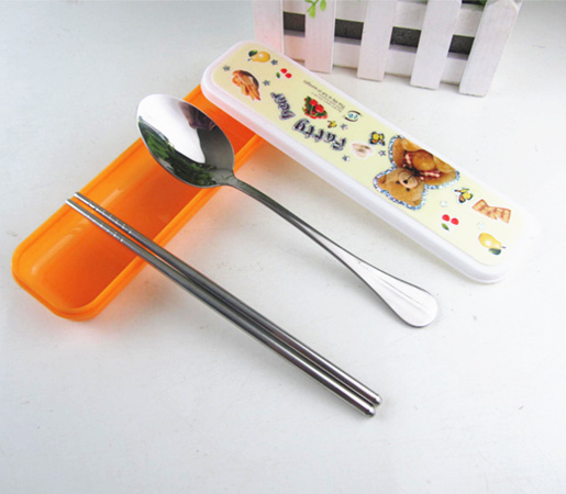 Portable tableware environmentally-friendly cutlery suit travelling stainless steel spoon chopsticks Korean style 