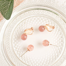 Korean version of sweet 8MM strawberry Crystal simple earrings earrings without earrings rose gold ear clip earrings female