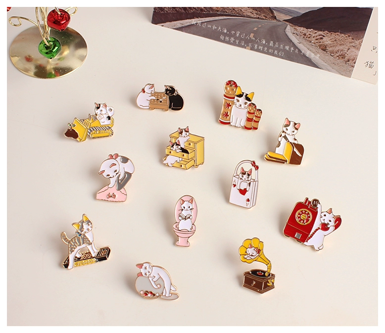 Siêu dễ thương mèo con trâm nhỏ cổ áo pin pin áo sơ mi trang trí Nhật Bản Nhật Bản chất lượng tốt nữ - Trâm cài