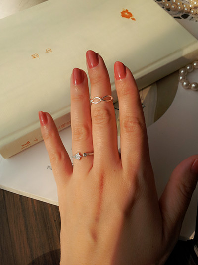 Nhẫn 925 sterling bạc thiết kế tối giản lượn sóng vòng thời trang Hàn Quốc mở bạc có thể điều chỉnh ngón trỏ đuôi nhẫn nữ nhẫn cưới vàng 18k