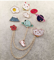 Cute creative Harajuku retro style Japanese multi-purpose tassel chain spurs needle small brooch Collar needle badge female