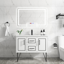 Light luxury smart mirror bathroom cabinet modern simple bathroom cabinet Nordic solid wood wash table hand wash basin cabinet combination