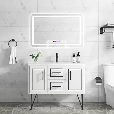 Light luxury smart mirror bathroom cabinet Modern minimalist bath cabinet Nordic solid wood washstand hand washbasin cabinet combination