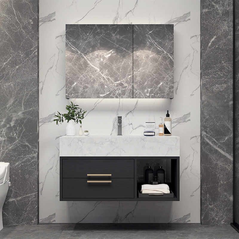 Nordic modern bathroom cabinet combination marble light luxury smart mirror cabinet bathroom washstand washbasin cabinet