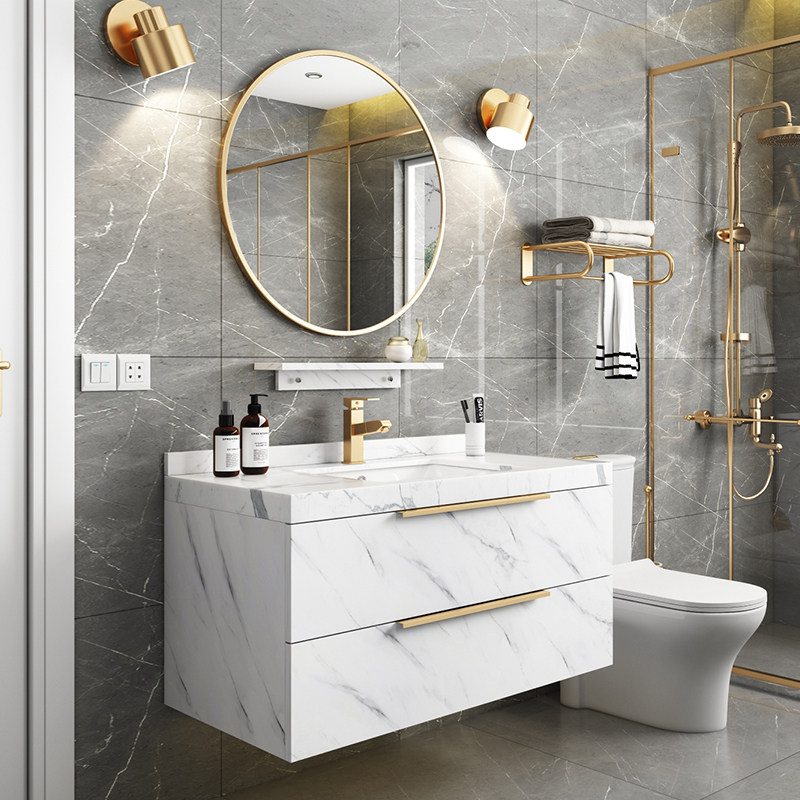 Marble Bath Room Cabinet Combined Bathroom Double Trough Washbasin Light Lavish Modern Minimalist Washbasin Wash Face Makeup room Wash Table Basin