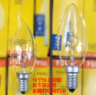 220VE14 screw mouth crystal lighting special spike bubble 40W lamp pulltail candle bulb yellow light
