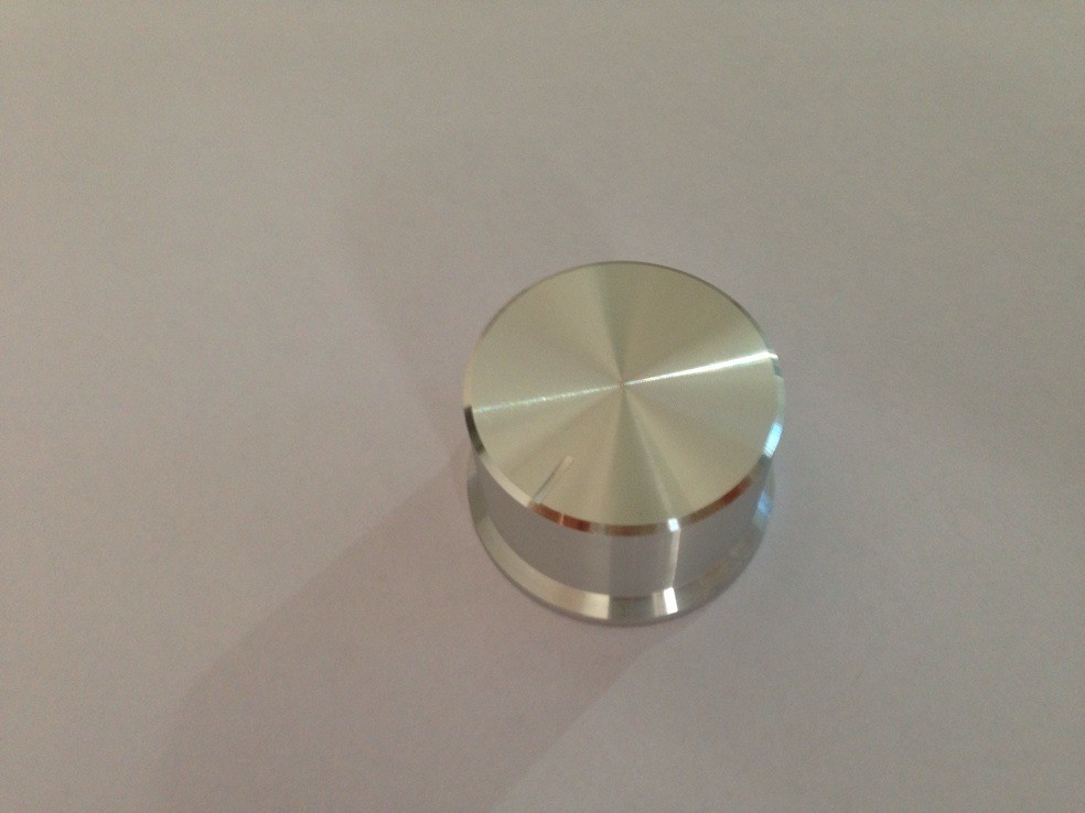 Silver high-gloss potentiometer aluminum shell knob with a diameter of 38 and a height of 23