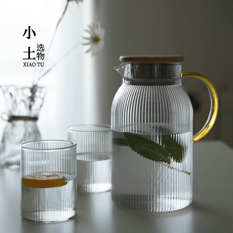 High Temperature Resistant Glass Cold Kettle Suit Home Day Style Bubble Teapot High Face Value Cold Water Teapot Transparent Mesh Red Kettle