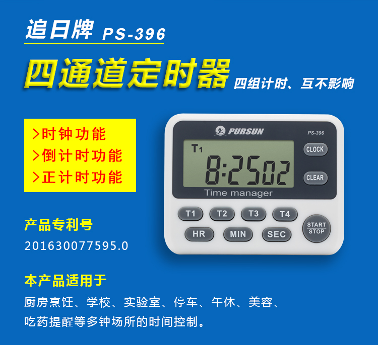 PS-396 Quad Channel Positive Countdown Timer