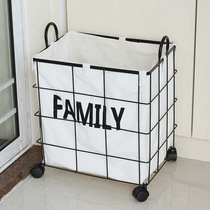 Quality Nordic Bart containing box Dirty Clothes Basket With Wheels Iron Art Storage Box Containing Basket Large Containing Barrel Containing Basket