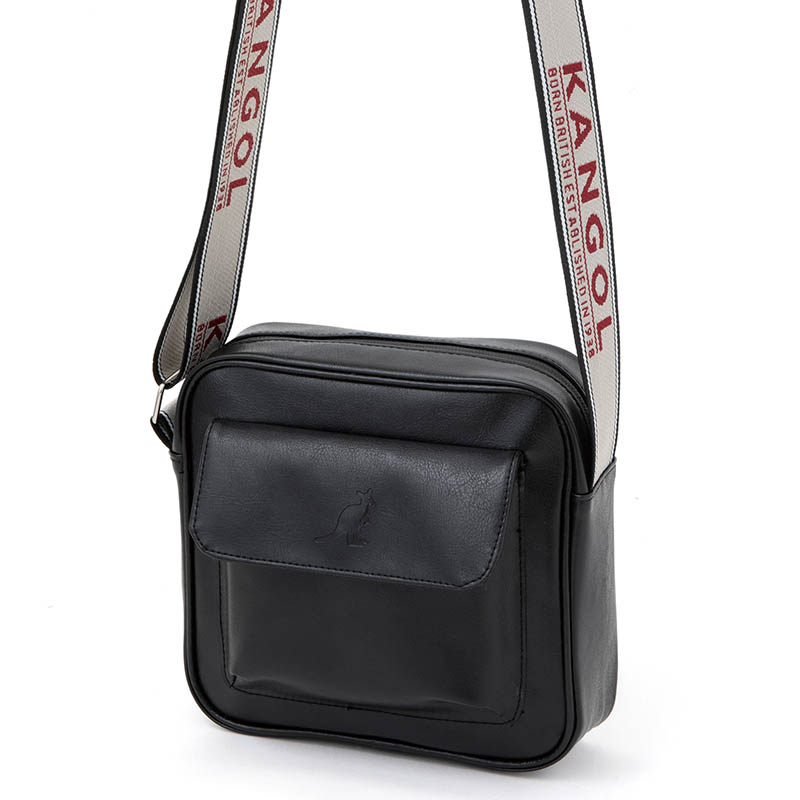 ● Daily Info Accessories Tide Kangaroo Fashion Black PU Men and Women Universal Single Shoulder Slipper Bag Travel bag