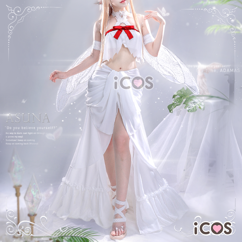 Ready-to-ship icos asuna fairy queen cosplay costume from sword art online,  elf dance alo