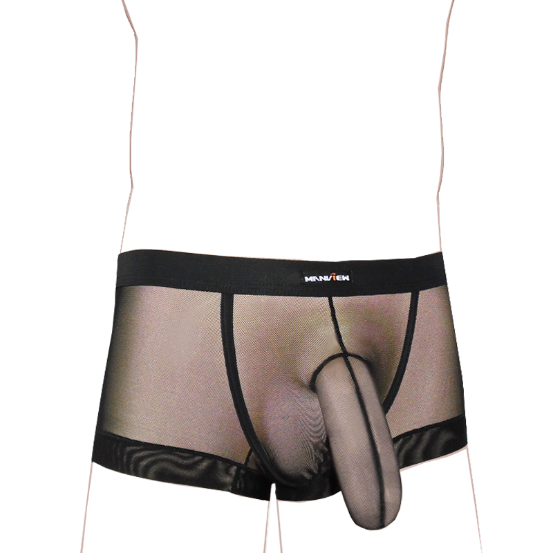 Men's Spice Pants Full Transparency Four-corner Pants JJ Sleeve Dew JJ Low Waist Sexy Mesh Yarn Gun Egg Separation Elephant Underwear