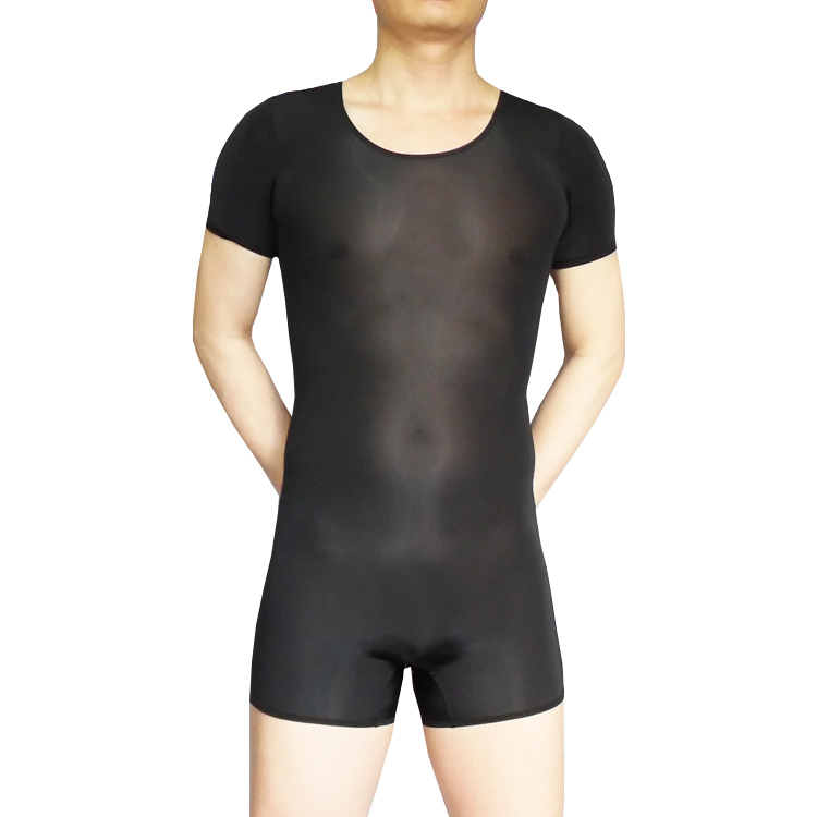 Bộ đồ ngủ nam bằng lụa lụa jumpsuit siêu mỏng corset bụng một mảnh gợi cảm áo gen định hình toàn thân của nhật